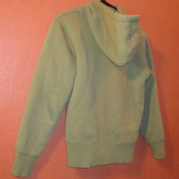 North Face Woman Small Petite Green White Full Zip Pockets Outdoor Hooded Jacket - Picture 6 of 9